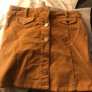 Mustard yellow denim skirt